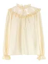 Zimmermann Blouse With Ruffled Collar And Lace In Neutral