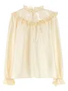 Zimmermann Blouse With Ruffled Collar And Lace In Neutral