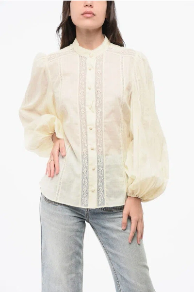 Zimmermann Lace Blouse With Leg Of Mutton Sleeves