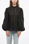 Zimmermann Lace Blouse With Leg Of Mutton Sleeves In Black
