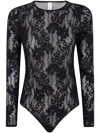 Zimmermann Fitted Black Lace Bodysuit With Floral Design And Inset Jelly Ribbon In Black