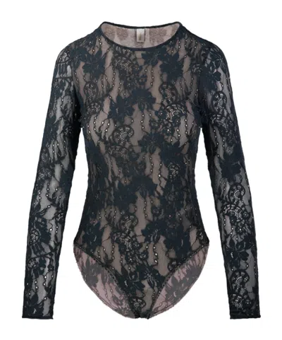 Zimmermann Lace Bodysuit In Bottle Green