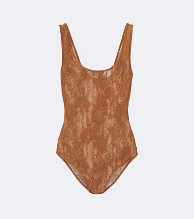 Zimmermann Lace Bodysuit In Brown