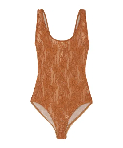 Zimmermann Lace Bodysuit In Brown
