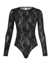 Zimmermann Fitted Black Lace Bodysuit With Floral Design And Inset Jelly Ribbon In Black