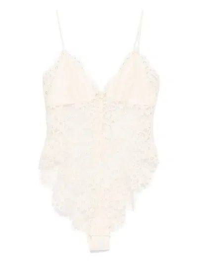 Zimmermann Lace Bodysuit In Neutrals