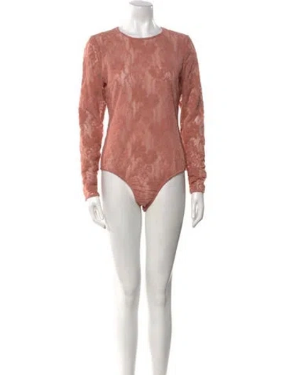 Pre-owned Zimmermann Lace Crew Neck Bodysuit In Pink