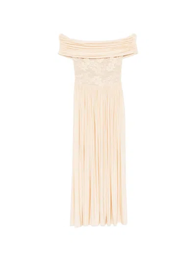 Zimmermann Lace-detail Pleated Maxi Dress In Neutral