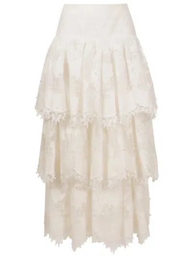 Zimmermann Lace-detailing High-waist Skirt In Multi