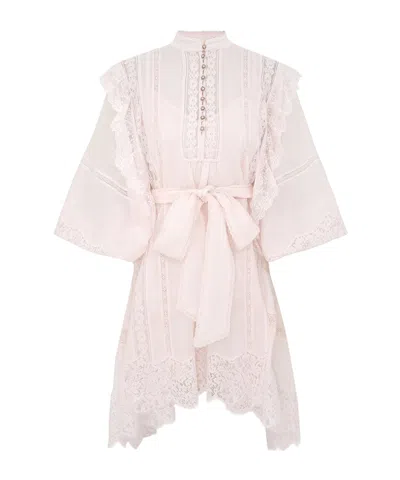 Zimmermann Crush Lace Billow Mini Dress In Multicolor