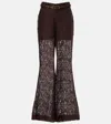 Zimmermann Illustration Belted Guipure Lace Flared Pants In Chocolate