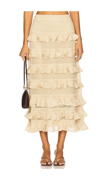 Zimmermann Lace Frill Midi Skirt In Neutral
