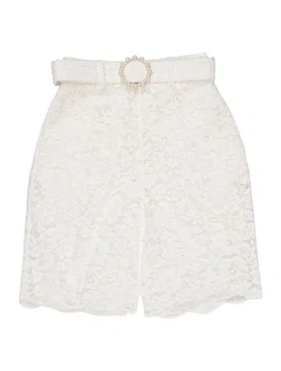 Pre-owned Zimmermann Lace Knee-length Shorts W/ Tags In White