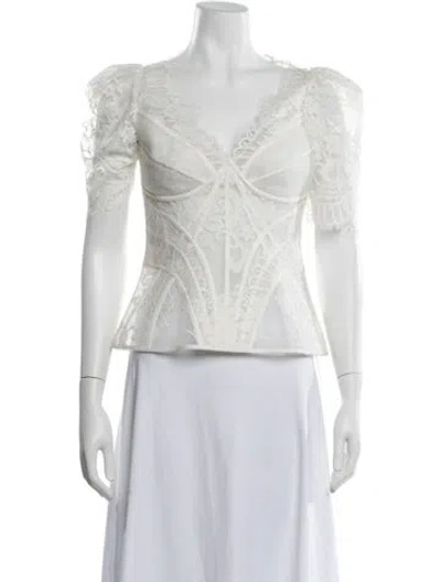 Pre-owned Zimmermann Lace Lace Pattern Blouse In White