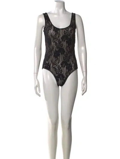 Pre-owned Zimmermann Lace Lace Pattern Bodysuit In Black