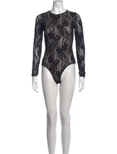 Pre-owned Zimmermann Lace Lace Pattern Bodysuit In Black