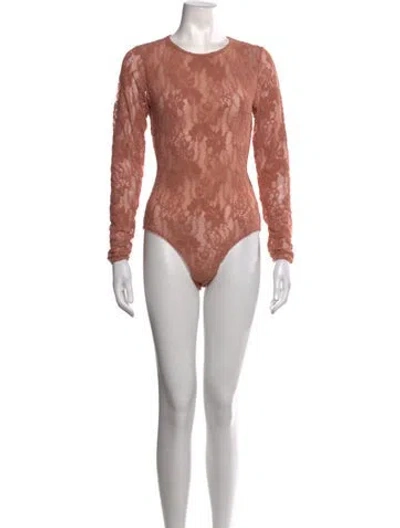 Pre-owned Zimmermann Lace Lace Pattern Bodysuit In Pink