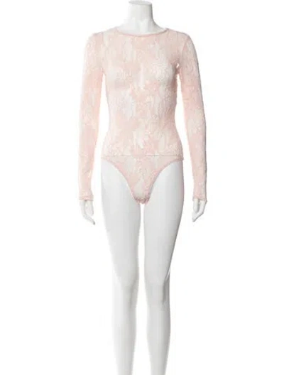 Pre-owned Zimmermann Lace Lace Pattern Bodysuit W/ Tags In Pink