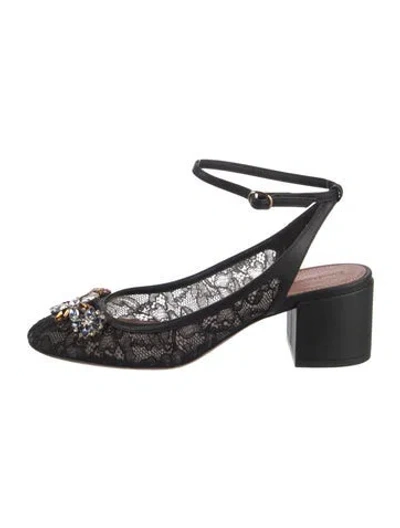Pre-owned Zimmermann Lace Lace Pattern Slingback Pumps W/ Tags In Black