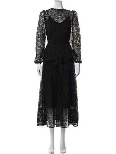 Pre-owned Zimmermann Lace Long Dress In Black