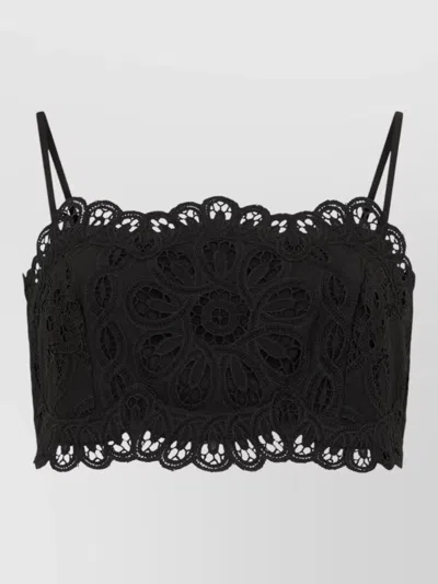 Zimmermann Lace Macramé Cropped Top Adjustable Straps In Brown