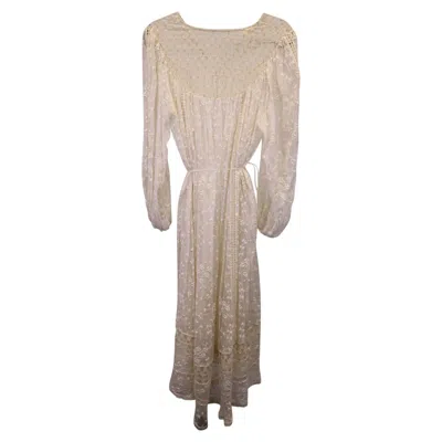 Pre-owned Zimmermann Lace Maxi Dress In White Viscose