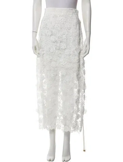 Pre-owned Zimmermann Lace Midi Length Skirt In White