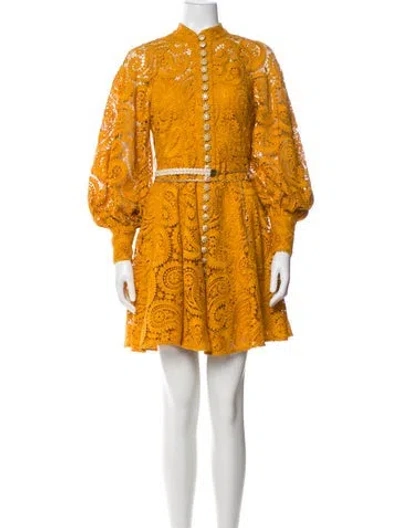 Pre-owned Zimmermann Lace Mini Dress In Yellow