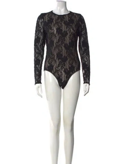 Pre-owned Zimmermann Lace Nylon Bodysuit In Black/neutrals