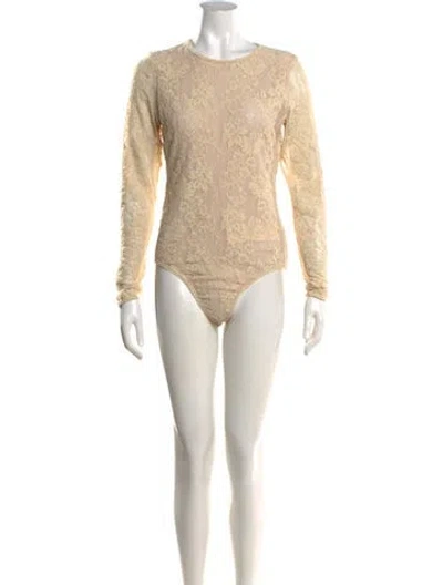 Pre-owned Zimmermann Lace Nylon Bodysuit W/ Tags In Neutrals