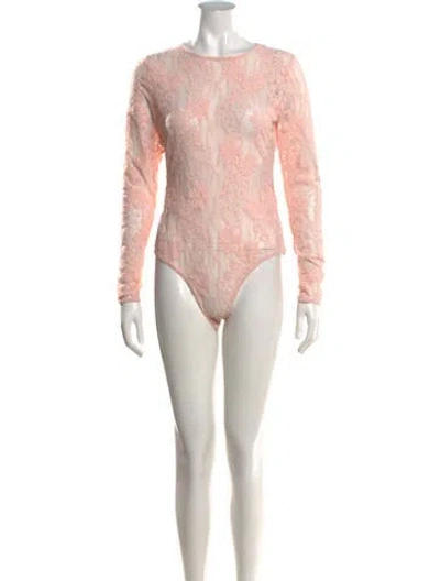 Pre-owned Zimmermann Lace Nylon Bodysuit W/ Tags In Pink