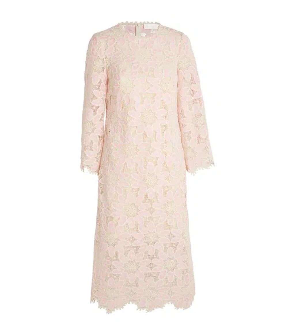 Zimmermann Ottie Lace Midi Dress In Crpik | ModeSens