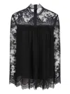 Zimmermann Black Blouse With High Neck And Lace Panels In Viscose Woman In Black