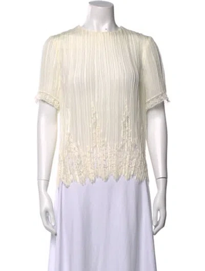 Pre-owned Zimmermann Lace Pattern Bateau Neckline Blouse In White