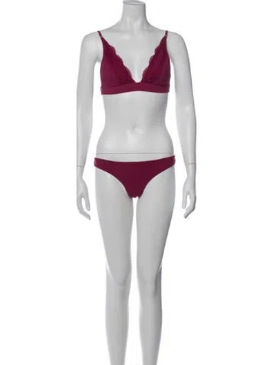 Pre-owned Zimmermann Lace Pattern Bikini W/ Tags In Red