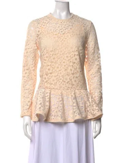 Pre-owned Zimmermann Lace Pattern Crew Neck Blouse W/ Tags In Neutrals