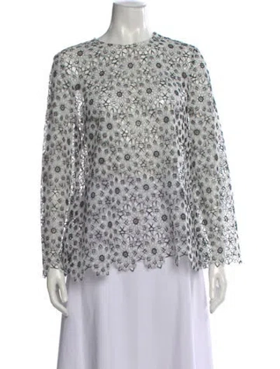 Pre-owned Zimmermann Lace Pattern Crew Neck Blouse In White