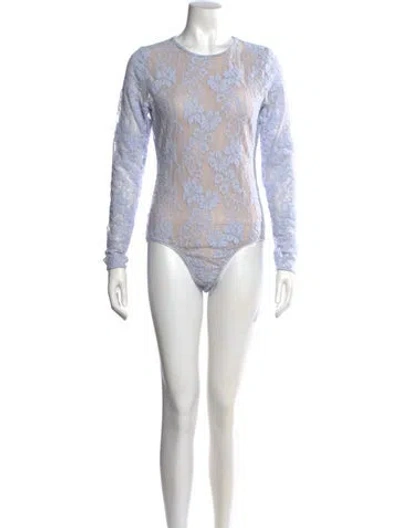 Pre-owned Zimmermann Lace Pattern Crew Neck Bodysuit In Multi