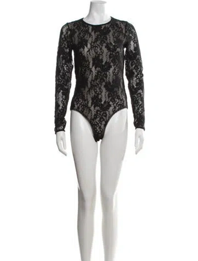 Pre-owned Zimmermann Lace Pattern Crew Neck Bodysuit In Neutrals