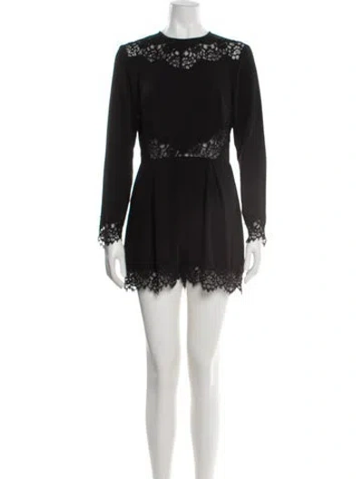 Pre-owned Zimmermann Lace Pattern Crew Neck Romper In Black