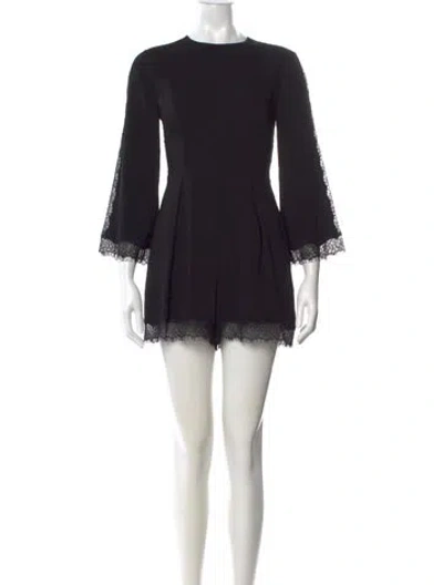 Pre-owned Zimmermann Lace Pattern Crew Neck Romper In Black