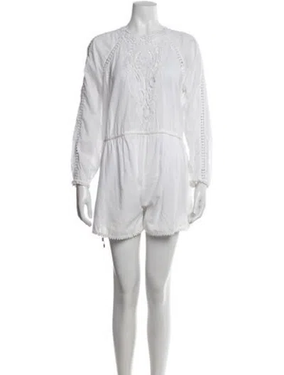 Pre-owned Zimmermann Lace Pattern Crew Neck Romper In White