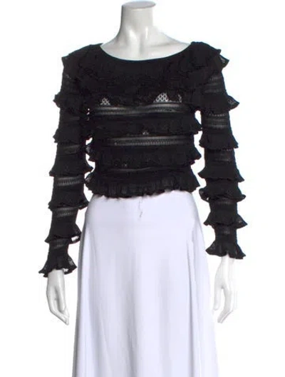 Pre-owned Zimmermann Lace Pattern Crew Neck Sweater In Black