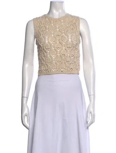 Pre-owned Zimmermann Lace Pattern Crew Neck Sweater In Neutrals
