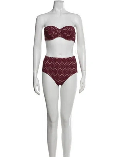 Pre-owned Zimmermann Lace Pattern Crystal Embellishments Bikini W/ Tags In White