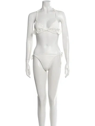 Pre-owned Zimmermann Lace Pattern Cutout Accent Bikini W/ Tags In Neutral