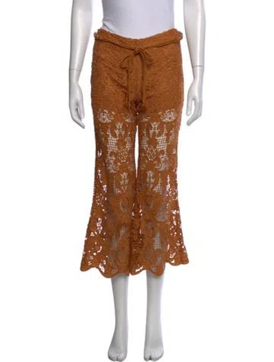 Pre-owned Zimmermann Lace Pattern Flared Pants W/ Tags In Brown
