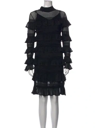 Pre-owned Zimmermann Lace Pattern Knee-length Dress In Black