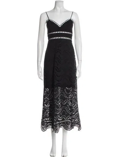 Pre-owned Zimmermann Lace Pattern Long Dress In Black