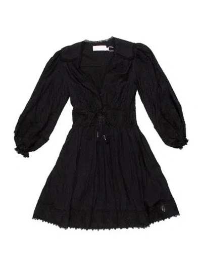 Pre-owned Zimmermann Lace Pattern Long Dress In Black